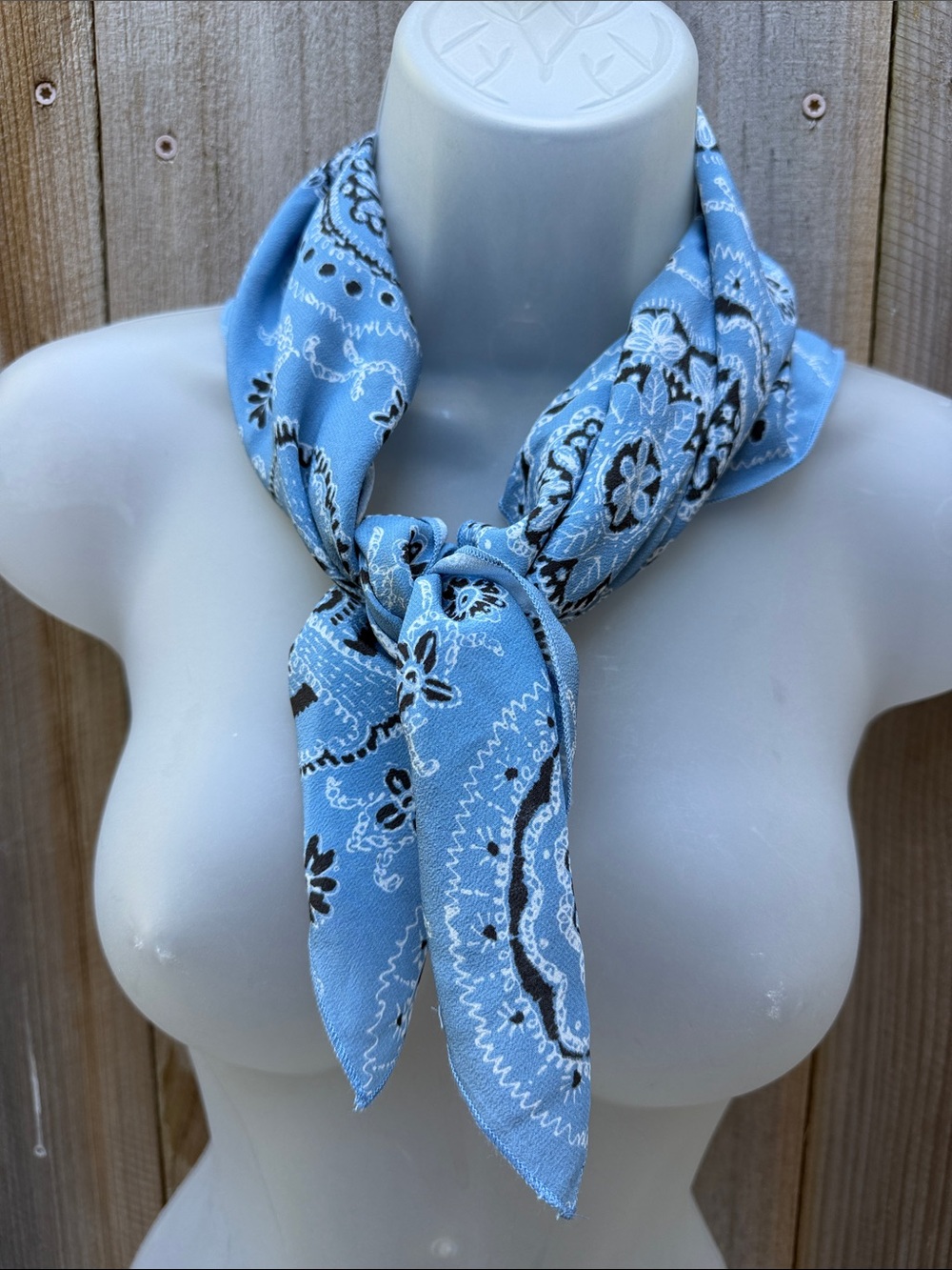 Falconeri Light Blue Paisley Floral Silk Scarf Square Italian Bandana
